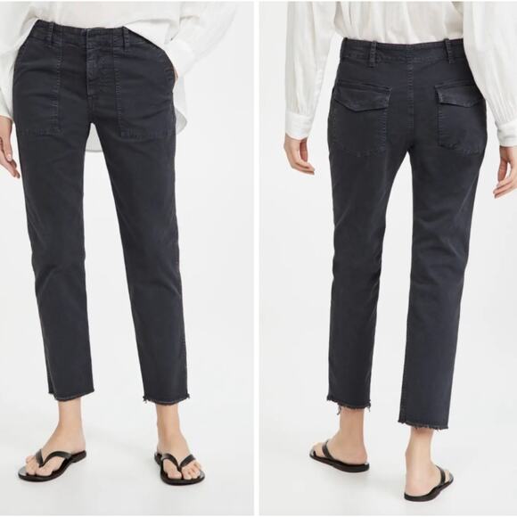 Nili Lotan Jenna Flap Pocket Cotton Stretch Slim Ankle Pant Carbon Gray - Size 8 - Picture 1 of 8